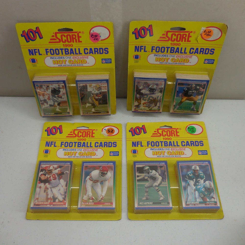 4 Pack Lot 1990 Score NFL Football Cards 101 Card Blister Pack Dan Marino Sealed